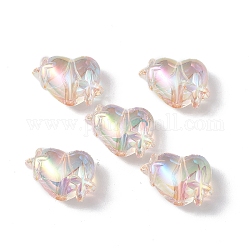 Perles en acrylique transparente, de couleur plaquée ab , coeur avec l'étoile, bisque, 14.5x19.5x10mm, Trou: 2mm