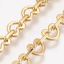 Cadena de cadena de cobre amarillo del corazón collares, con cierre de langosta, Plateado de larga duración, real 18k chapado en oro, 21.8 pulgada (55.5 cm)