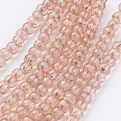 1 Strand Transparent Crackle Glass Round Beads Strands, BurlyWood, 4mm, Hole: 1.1~1.3mm, about 200pcs/strand, 31.4 inch