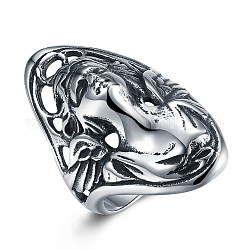 Мужские кольца из нержавеющей стали, широкое кольцо полоса, античное серебро, размер США 10 (19.8 мм)
