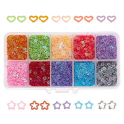 Olycraft Shining Nail Art Glitter, Manicure Sequins, DIY Sparkly Paillette Tips Nail, Crystal Epoxy Resin Material Filling, Star & Heart, Mixed Color, 2~4x1.5~4x0.3mm, 70g/box