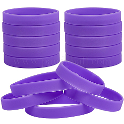 Bracciale in cordino di silicone piatto per uomo donna, viola medio, diametro interno: 2-1/2 pollice (6.5 cm)