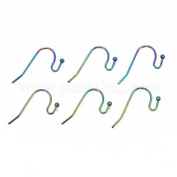 304 Edelstahl Ohrhaken, Ohrhaken, Regenbogen-Farb, 20~21x15 mm, Bohrung: 2 mm, 21 Gauge, Stift: 0.7 mm