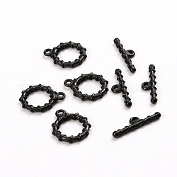 304 Edelstahl-Toggle-Haken, Ring, Elektrophorese schwarz, Ring: 19x16x2.5 mm, Bohrung: 1.6 mm, Bar: 22x6x2.5 mm, Bohrung: 1.6 mm