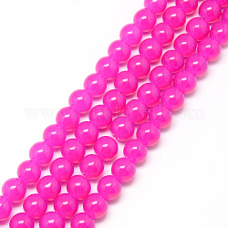 Baking Painted Glass Beads Strands, Imitation Opalite, Round, Camellia, 10mm, Hole: 1.3~1.6mm, about 80pcs/strand, 31.4 inch