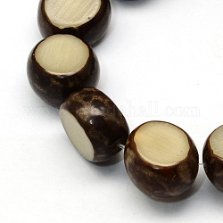 Buddhism Mala Beads Jewelry Findings, Undyed & Natural Bodhi Beads, Flat Round, Coconut Brown, 12~13x11~12x8mm, Hole: 1~2mm, about 32pcs/strand, 16inch