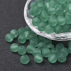 Perles en acrylique transparente, ronde, mat, vert de mer moyen, 12mm, Trou: 2mm, environ 165 pcs/165 g