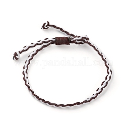 Регулируемые двухцветные плетеные браслеты из нейлонового шнура, кокосового коричневый, внутренний диаметр: 3/8~2-5/8 дюйм (1~6.6 см)