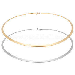 Unicraftale 2 個 2 色ステンレス鋼ワイヤーラップカラーネックレス低刺激性ネックレス金属オープンチョーカー分厚いネックレス女性のための