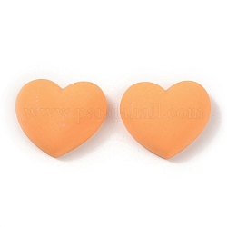Cabochons in resina, cuore, arancione, 16x19x7.5mm