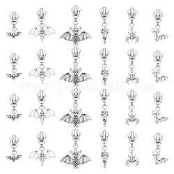 OLYCRAFT 24pcs 6 Styles Zipper Pulls Replacement Zipper Sliders Halloween Bat Theme Zippers Alloy Zipper Repair Accessories for Clothing Coats Jacket Luggages Purses Bags - Antique Silver