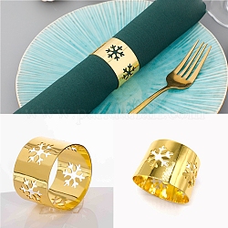 Christmas Iron & Alloy Napkin Rings, Napkin Holder Adornment, Restaurant Daily Accessiroes, Golden, Snowflake, 30mm, Inner Diameter: 42.5mm