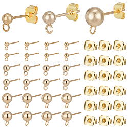 Ph pandahall 120 pz (60 paia) orecchino a bottone di 3 dimensioni con anello, orecchini a bottone in acciaio inossidabile con 120 pz orecchino a farfalla orecchini a sfera posteriori orecchini a bottone in oro per la creazione di gioielli orecchini fai da te