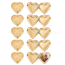 UNICRAFTALE 5pcs Golden Heart Photo Frame Charms Hypoallergenic Locket Charms Stainless Steel Pendants Love Wedding Photo Charms for DIY Memorial Necklace Making 29mm Long