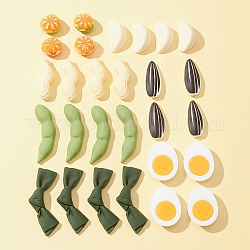 Cabochon di cibo imitazione resina opaca 28 pz 7 stili, arachidi e uova e alghe, forme misto, colore misto, 16.5~56x13.5~23x7~13.5mm, 4pcs / style