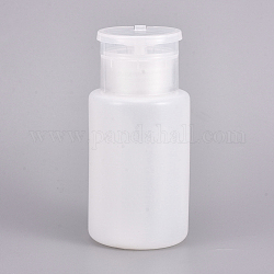 Leere Plastikpresspumpenflasche, sauberer flüssiger Wasserspeicherbehälter des Nagellackentferners, mit Klappdeckel, weiß, 11 cm, Kapazität: 160 ml