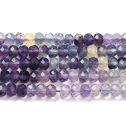 Natürlichen Fluorit Perlen Stränge, Rondell, facettiert, Klasse AA, 4x3 mm, Bohrung: 0.8 mm, ca. 133 Stk. / Strang, 15.35'' (39 cm)