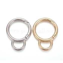 Alloy Spring Gate Ring, with Loop, Circle Key Rings, for Handbag Ornaments Decoration, Cadmium Free & Lead Free, Mixed Color, 45x35x4mm, Hole: 13x8mm
