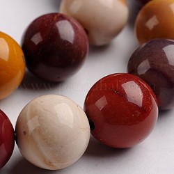 Chapelets de perles en pierres gemmes rondes - mokaite naturel, 12mm, Trou: 1mm, Environ 33 pcs/chapelet, 14.9 pouce