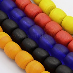 Handmade Frosted Lampwork Beads Strands, Barrel, Mixed Color, 12x12mm, Hole: 2mm, about 50pcs/strand, 22.8inch
