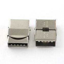 Smooth Surface 201 Stainless Steel Watch Band Clasps, Stainless Steel Color, 25x18x8mm, Hole: 15x5mm