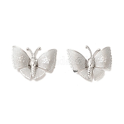 Латунные подвески, бабочка с цветочным шармом, платина, 23x26.5x3 мм, отверстие : 1.5 мм