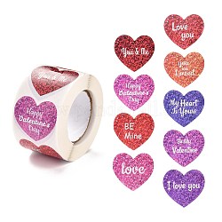 Adesivi autoadesivi a tema san valentino, rotolo adesivo, cuore, per regali decorativi per feste, parola, 3.8x3.8cm, 500pcs / rotolo
