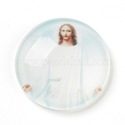 Cabochons en verre, demi rond / dôme avec jésus, pour Pâques, colorées, 25x6~6.5mm
