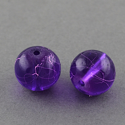 Chapelets de perles en verre transparent drawbench, peint à la bombe, ronde, violet, 6mm, Trou: 1.3~1.6mm, Environ 133 pcs/chapelet, 31.4 pouce