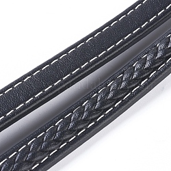 Двухпалубный шнур из искусственной кожи из микрофибры, плоский плетеный кожаный шнур, для изготовления ожерелий / браслетов, чёрные, 10x6 мм