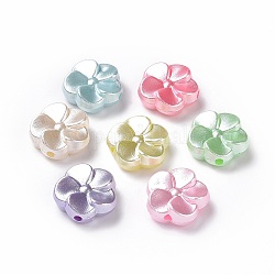 Perles acryliques de perles d'imitation, fleur, couleur mixte, 18.5x19x7.5mm, Trou: 2.5mm, environ 381 pcs/500 g