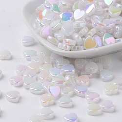 Perline acrilico trasparente, giada imitato, cuore, latte, ab, 8x3mm, Foro: 1 mm