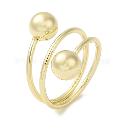 Anelli avvolgenti in ottone, grande anello a sfera per donna, vero placcato oro 18k, 4~20.5mm, diametro interno: 19.8mm
