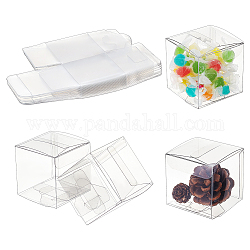 Nbeads 30 Uds caja de plástico transparente cuadrada de pvc embalaje de regalo, caja plegable impermeable, para juguetes y moldes, Claro, caja: 6x6x6.1 cm