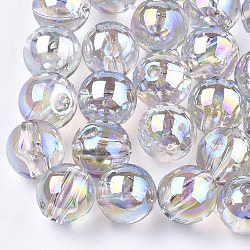 Transparent Plastic Beads, AB Color Plated, Round, Clear AB, 8mm, Hole: 1.8mm, 2000pcs/500g