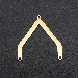 201 Stainless Steel Chandelier Components Links, Laser Cut, 3 Loop Links, Real 18K Gold Plated, 26x24.5x1mm, Hole: 1.2mm