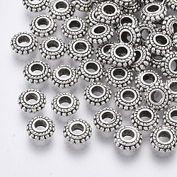 Tibetan Style Alloy Spacer Beads, Metal Findings Accessories for DIY Crafting, Rondelle, Cadmium Free & Nickel Free & Lead Free, Antique Silver, 7.5x3~4mm, Hole: 3mm, about 40pcs/20g