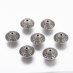Tibetischer stil legierung perlen, Untertasse, Cadmiumfrei und Nickel frei und Bleifrei, Antik Silber Farbe, 23x16 mm, Bohrung: 2 mm