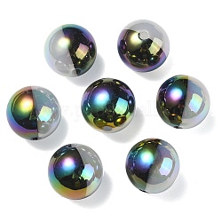 Placage uv perles acryliques opaques irisées arc-en-ciel, deux tons, ronde, noir, 17.5mm, Trou: 2.7mm