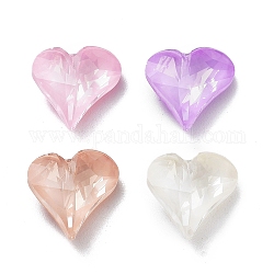 Cabochons de strass en verre, point arrière et dos plaqué, facette, cœur, couleur mixte, 13x12x5mm