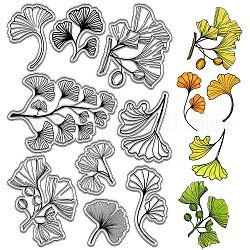 CRASPIRE Ginkgo Leaves Clear Rubber Stamps Retro Autumn Plant Leaf Vintage Reusable Transparent Silicone Stamp Seals for Journaling Card Making Scrapbooking Photo Album Decorative DIY Christmas Gift