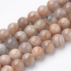 Natural Sunstone Beads Strands, Round, 10x9.5mm, Hole: 1mm, about 38pcs/strand, 14.5 inch