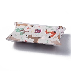 Cajas de almohadas de papel, cajas de regalo de dulces, para favores de la boda baby shower suministros de fiesta de cumpleaños, blanco, patrón de los animales, 3-5/8x2-1/2x1 pulgada (9.1x6.3x2.6 cm)