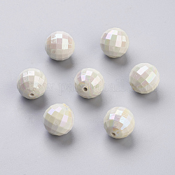 Opaque Chunky Bubblegum Acrylic Beads, Faceted, Round, AB Color, Seashell Color, 20mm, Hole: 2mm, about 110pcs/500g