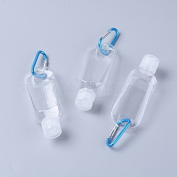 Flaconi portachiavi in plastica petg da 50 ml, flaconi di disinfettante per le mani ricaricabili, bottiglie vuote di alcol, chiaro, 11.4x4.25x3.1cm, capacità: 5 ml (50 fl. oz)