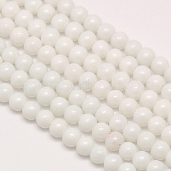 Eco-Friendly Round Baking Paint Glass Beads Strands, Cotton Cord Threaded, White, 4~4.5mm, Hole: 0.7~1.1mm, about 104pcs/strand, 15 inch