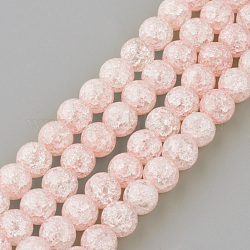 Crackle sintetico perle di quarzo fili, tondo, tinto, roso, 8mm, Foro: 1 mm, circa 50pcs/filo, 15.7 pollice