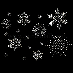 FINGERINSPIRE 2 Sheet Snowflake Iron on Rhinestone Crystal Transfers Applique 16pcs Snowflake Pattern Hotfix Decals Hot Melt Rhinestone Patches for Shoes Hats Clothing Repair DIY Craft Decoration