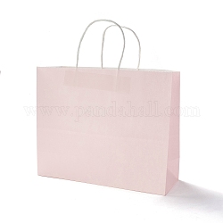 Sacs en papier rectangle, avec poignées, pour sacs-cadeaux et sacs à provisions, rose brumeuse, 25.5x31.5x11.4 cm, plier: 25.5x31.5x0.2 cm
