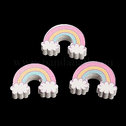 Spray Painted Natural Maple Wood Beads, Rainbow, Pearl Pink, 17x23.5x5.5mm, Hole: 1.8mm